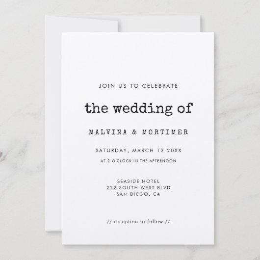 ヴィンテージミニマル書体結婚式招待状 セーブザデート (正面)