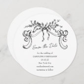 ヴィンテージミニマル白黒結婚ズ セーブザデート (正面/裏面)