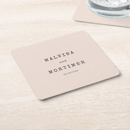 ヴィンテージミニマル結婚タイプライター スクエアペーパーコースター (アングル)