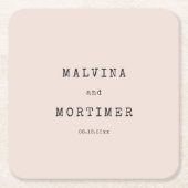 ヴィンテージミニマル結婚タイプライター スクエアペーパーコースター (正面)