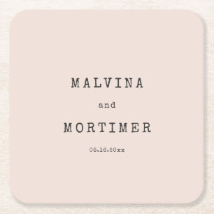 ヴィンテージミニマル結婚タイプライター スクエアペーパーコースター