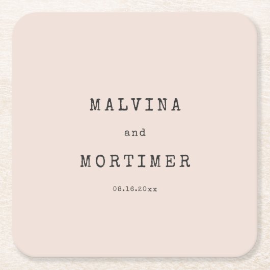 ヴィンテージミニマル結婚タイプライター スクエアペーパーコースター (正面)