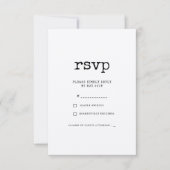 ヴィンテージミニマル結婚タイプライター 出欠カード (正面)