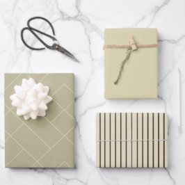 ヴィンテージミニマル茶色の幾何学的パターン ラッピングペーパーシート