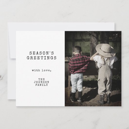 ヴィンテージミニマル1枚の写真のクリパーソナライズされたスマス シーズンカード (正面)