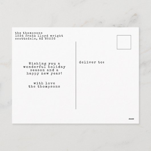 ヴィンテージミニマル1枚の写真のクリパーソナライズされたスマス シーズンポストカード (裏面)