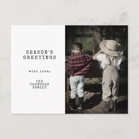 ヴィンテージミニマル1枚の写真のクリパーソナライズされたスマス シーズンポストカード (正面)