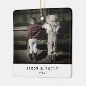 ヴィンテージミニマル1枚の写真のクリパーソナライズされたスマス セラミックオーナメント (左)