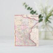 ヴィンテージミネソタの地図(1864年) ポストカード (スタンド正面)