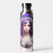ヴィンテージミュシャスタイルビューティフルウーマンポートレート ウォーターボトル (左面)