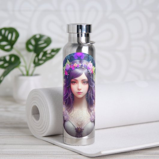 ヴィンテージミュシャスタイルビューティフルウーマンポートレート ウォーターボトル (ヨガ)