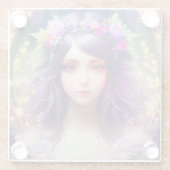 ヴィンテージミュシャスタイルビューティフルウーマンポートレート ガラスコースター (裏面)