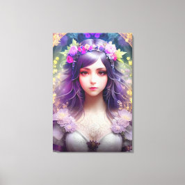 ヴィンテージミュシャスタイルビューティフルウーマンポートレート キャンバスプリント