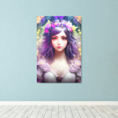 ヴィンテージミュシャスタイルビューティフルウーマンポートレート キャンバスプリント (インサイチュ (ウッドフロア))