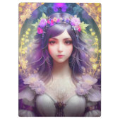 ヴィンテージミュシャスタイルビューティフルウーマンポートレート クリップボード (裏面)