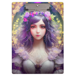 ヴィンテージミュシャスタイルビューティフルウーマンポートレート クリップボード