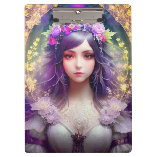 ヴィンテージミュシャスタイルビューティフルウーマンポートレート クリップボード (正面)