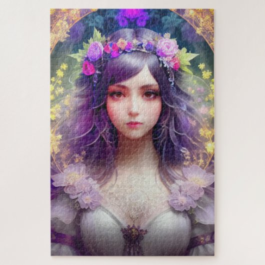 ヴィンテージミュシャスタイルビューティフルウーマンポートレート ジグソーパズル (縦)