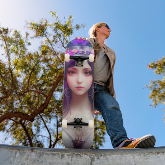 ヴィンテージミュシャスタイルビューティフルウーマンポートレート スケートボード (室外1)