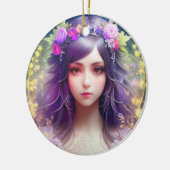 ヴィンテージミュシャスタイルビューティフルウーマンポートレート セラミックオーナメント (左)