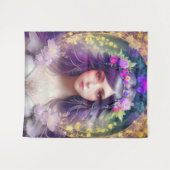 ヴィンテージミュシャスタイルビューティフルウーマンポートレート タペストリー (正面(横))