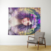 ヴィンテージミュシャスタイルビューティフルウーマンポートレート タペストリー (インサイチュ(横))