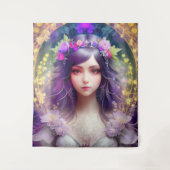 ヴィンテージミュシャスタイルビューティフルウーマンポートレート タペストリー (正面)