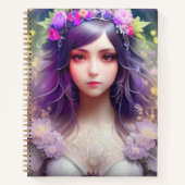 ヴィンテージミュシャスタイルビューティフルウーマンポートレート ノートブック (正面)