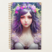 ヴィンテージミュシャスタイルビューティフルウーマンポートレート プランナー手帳 (正面)