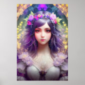 ヴィンテージミュシャスタイルビューティフルウーマンポートレート ポスター (正面)