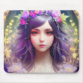 ヴィンテージミュシャスタイルビューティフルウーマンポートレート マウスパッド (正面)