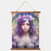 ヴィンテージミュシャスタイルビューティフルウーマンポートレート 吊り下げ型タペストリー (正面)