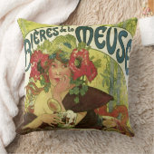 ヴィンテージミュシャビール広告 クッション (ブランケット)