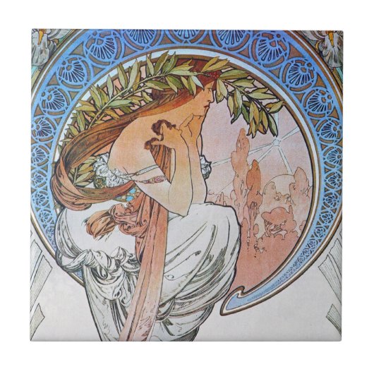 ヴィンテージミュシャ芸術 タイル (正面)