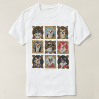 ヴィンテージミュージアム笑わされるウォールCorgi Dogポートレート Tシャツ