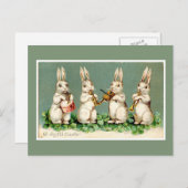 ヴィンテージミュージカルイースターバニーズグリーンハガキ シーズンポストカード (正面/裏面)