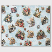 ヴィンテージミュージカルクリスマス ラッピングペーパー (フラット)