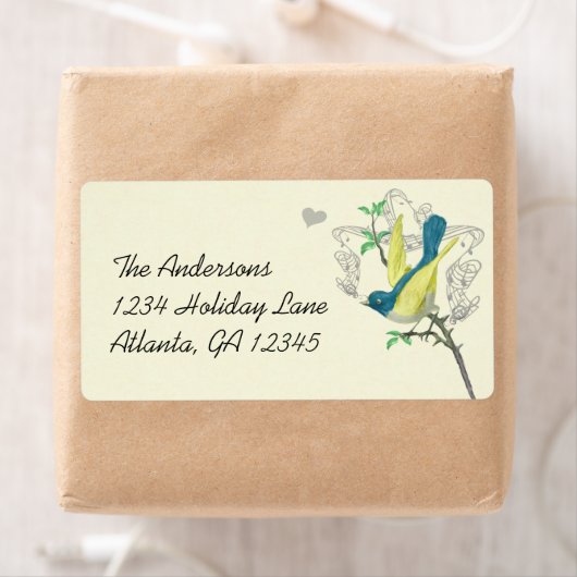 ヴィンテージミュージカルバードブルーグリーンイエローラベ感じル ラベル (インサイチュ)