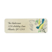 ヴィンテージミュージカルバードブルーグリーン&イエローオンストーン ラベル (正面)