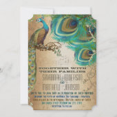 ヴィンテージミュージカルプレイビルゴールデンピーコックフェザー 招待状 (正面)