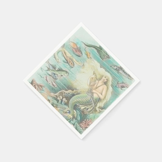 ヴィンテージミュージカルマーメイドザシーデコパージュ スタンダードカクテルナプキン (角)