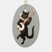 ヴィンテージミュージカル猫オーナメント セラミックオーナメント (左)