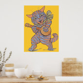 ヴィンテージミュージカル猫ポスタープリント ポスター (キッチン)