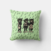 ヴィンテージミュージシャン黒猫ミュージックノート クッション (正面)