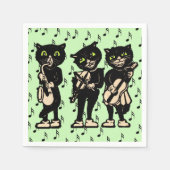ヴィンテージミュージシャン黒猫ミュージックノート スタンダードカクテルナプキン (正面)