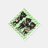 ヴィンテージミュージシャン黒猫ミュージックノート スタンダードカクテルナプキン (角)