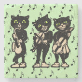 ヴィンテージミュージシャン黒猫ミュージックノート ストーンコースター (正面)
