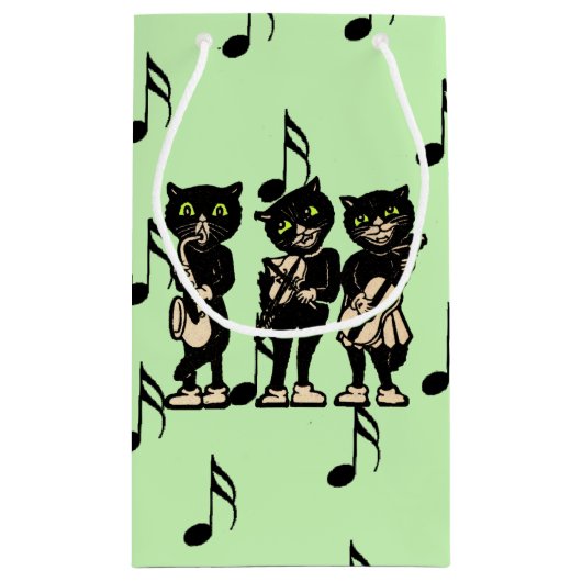ヴィンテージミュージシャン黒猫ミュージックノート スモールペーパーバッグ (裏面)