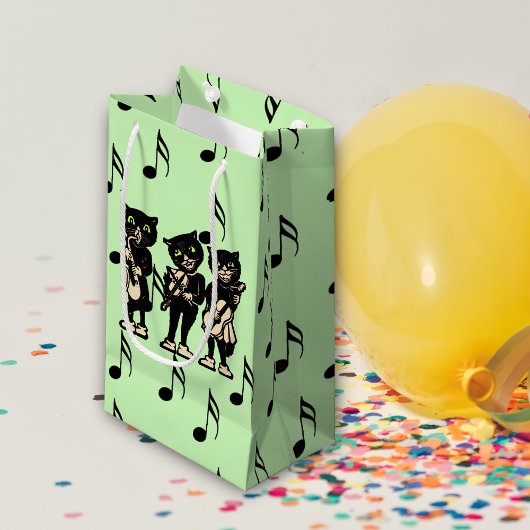 ヴィンテージミュージシャン黒猫ミュージックノート スモールペーパーバッグ