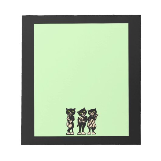 ヴィンテージミュージシャン黒猫ミュージックノート ノートパッド (正面)